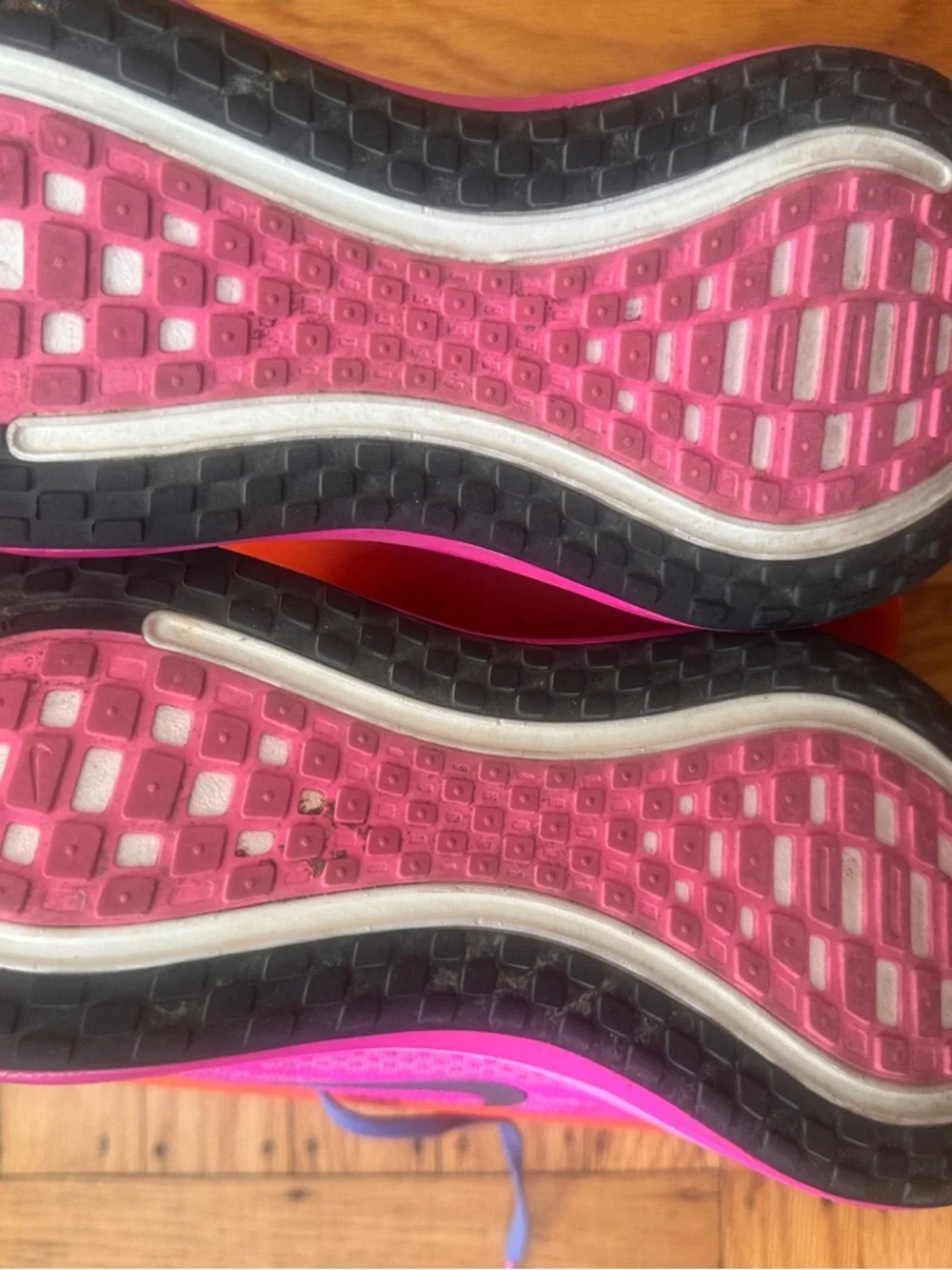 Nike Women's Pink Gradient Sneakers with Light Blue Accents